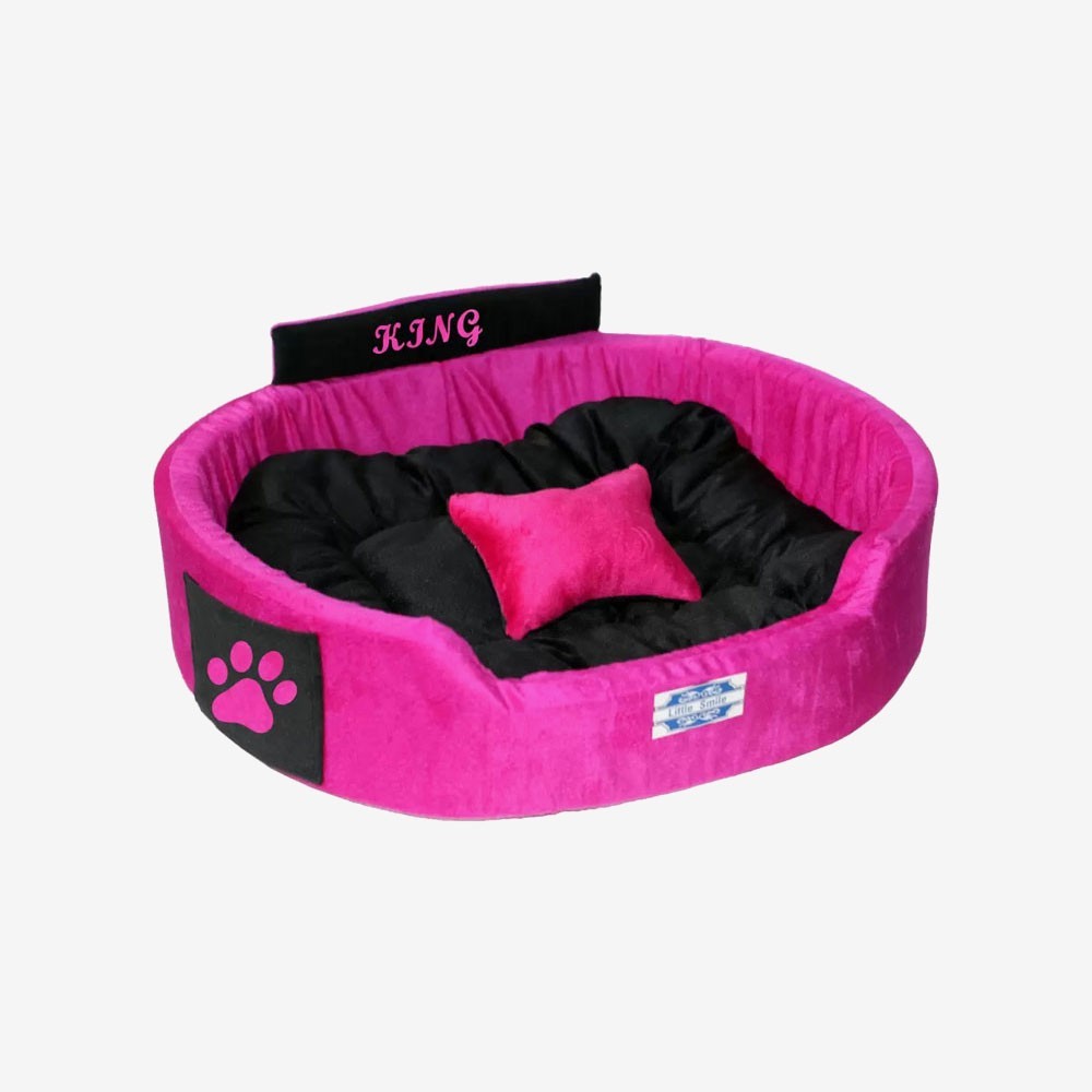 Reversable Pink-Black Color Round Shape Bed For Dog